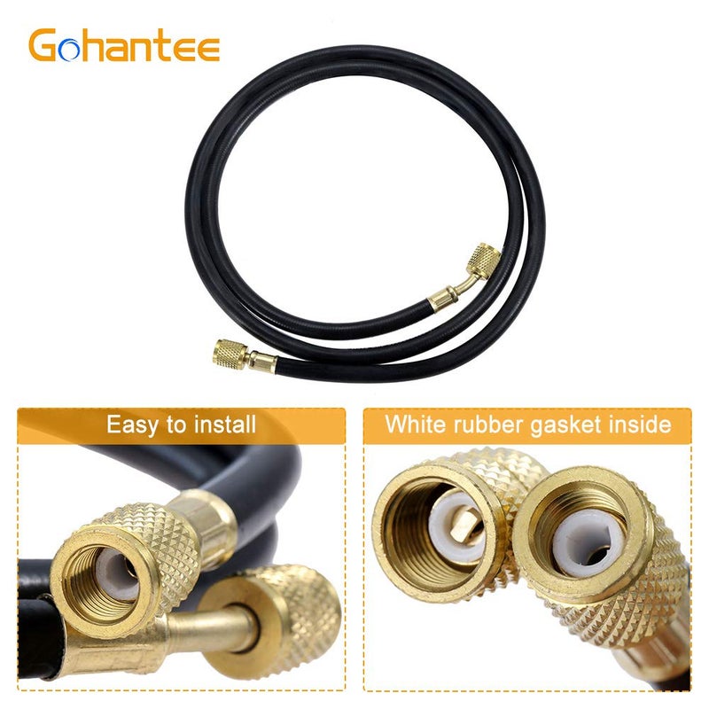 gohantee خرطوم شحن مبرد الهواء R410A، خرطوم شحن HVAC بطول 59 بوصة مع فوهة أنثوية SAE 1/4 بوصة، ضغط عمل 800 PSI لصيانة أنظمة تكييف الهواء R410A R22 R134A R12 R502 - Image 4